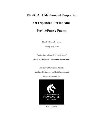 Elastic and Mechanical Properties of Expanded Perlite and Perlite/Epoxy Foams” Submitted by Miss