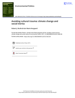 Avoiding Cultural Trauma: Climate Change and Social Inertia