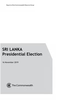 SRI LANKA Presidential Election