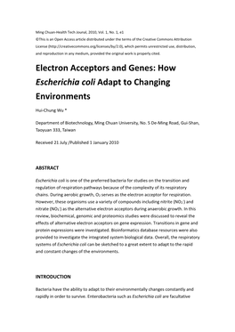 Electron Acceptors and Genes: How Escherichia Coli Adapt to Changing Environments
