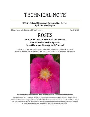ROSES of the INLAND PACIFIC NORTHWEST Native and Invasive Species Identification, Biology and Control