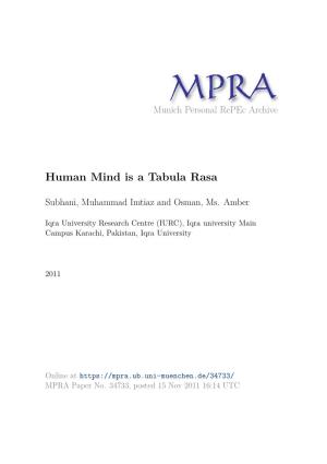 Human Mind Is a Tabula Rasa