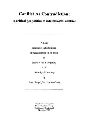 A Critical Geopolitics of International Conflict