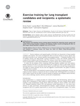 Exercise Training for Lung Transplant Candidates and Recipients: a Systematic Review