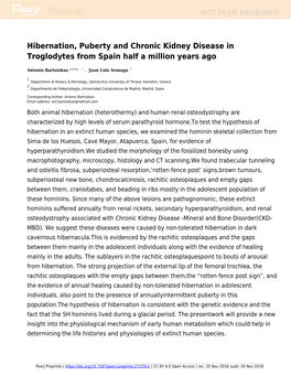 Hibernation, Puberty and Chronic Kidney Disease in Troglodytes from Spain Half a Million Years Ago