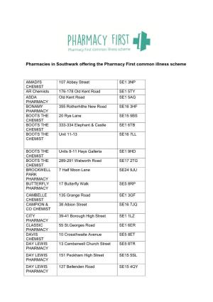 List of Pharmacy First Pharmacies