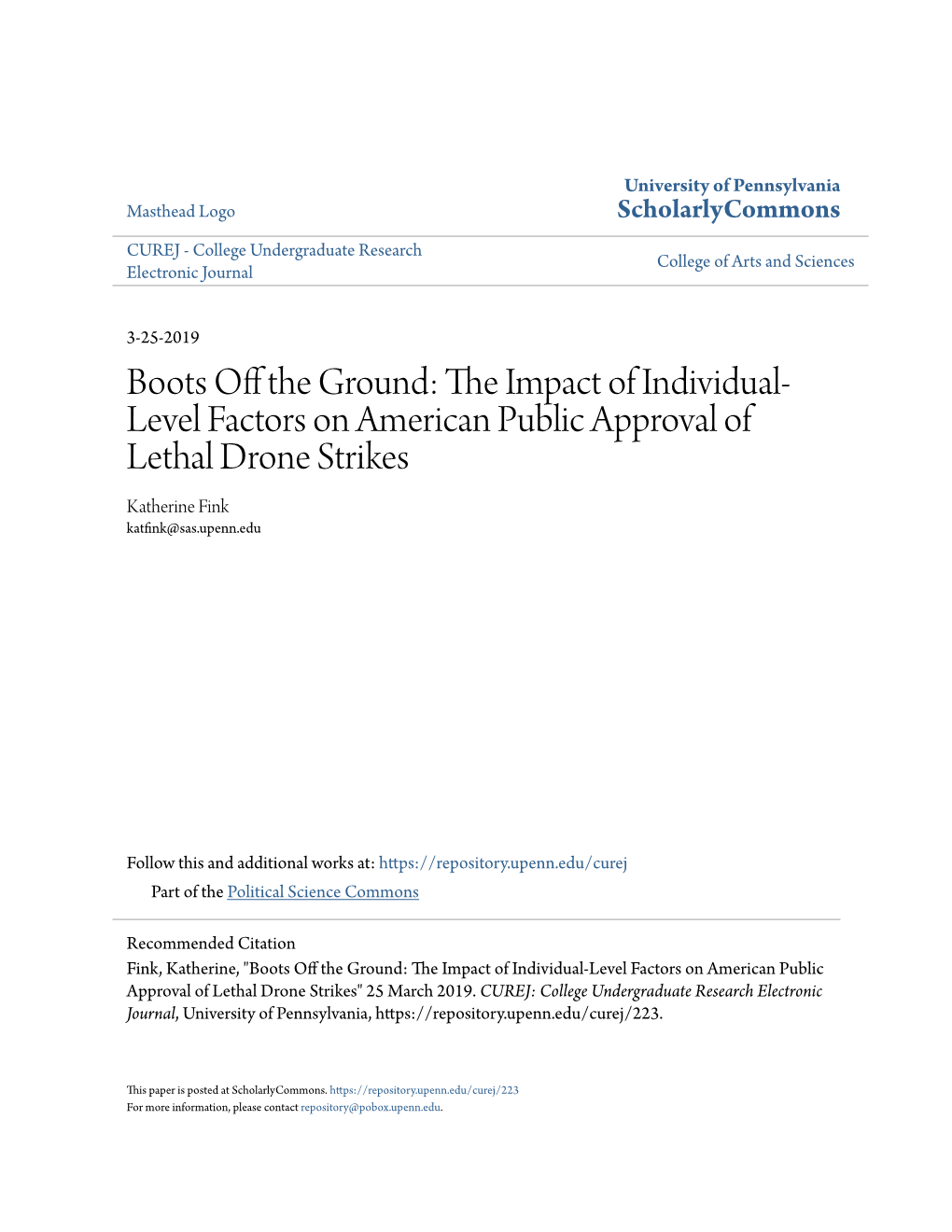 The Impact of Individual-Level Factors on American Public Approval of Lethal Drone Strikes