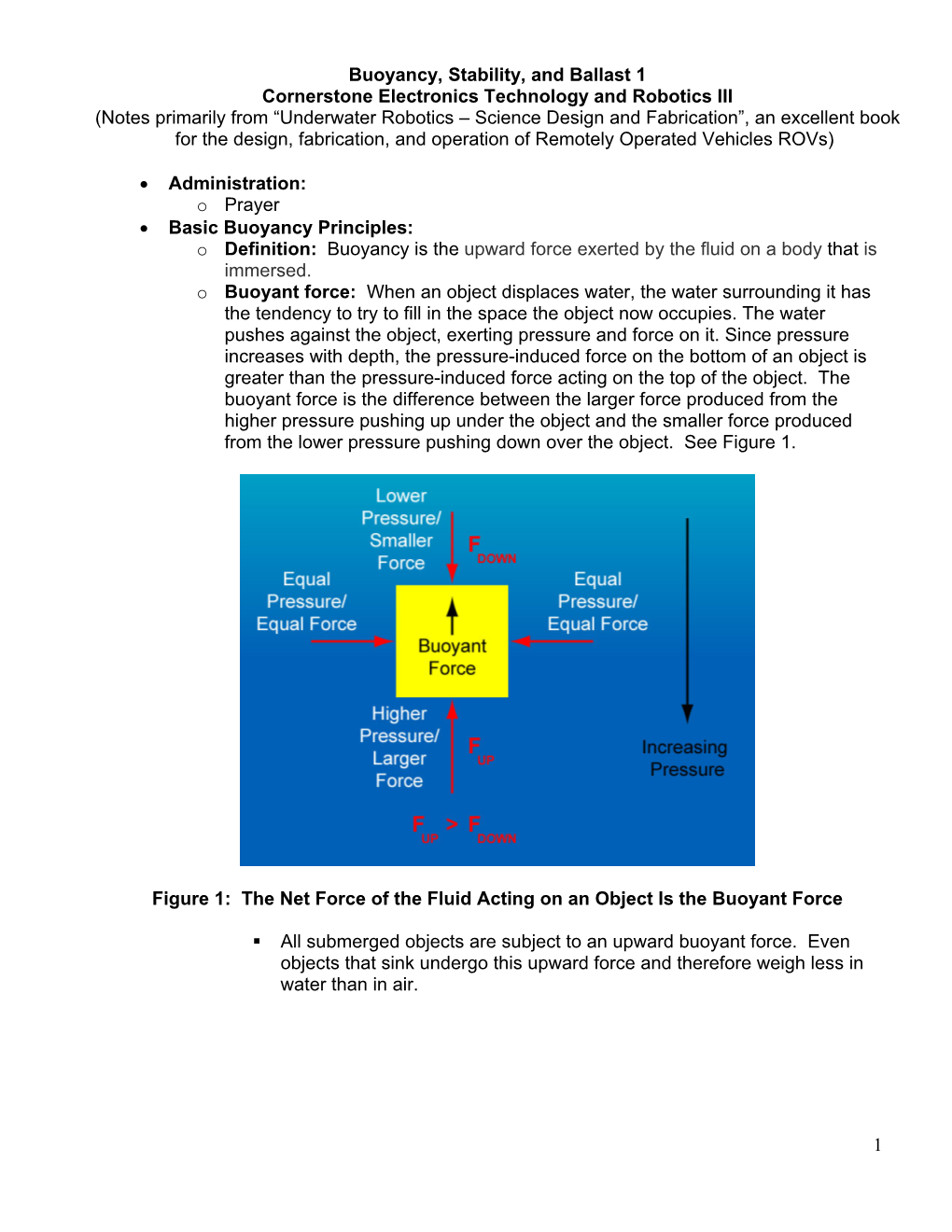 1 Buoyancy, Stability, and Ballast 1 Cornerstone Electronics