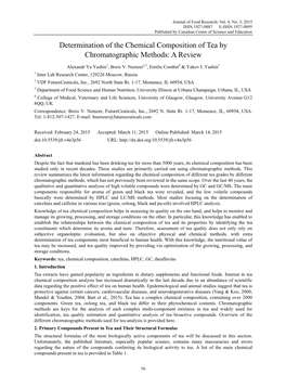 Determination of the Chemical Composition of Tea by Chromatographic Methods: a Review