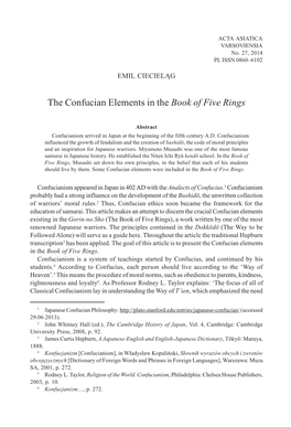 The Confucian Elements in the Book of Five Rings 1