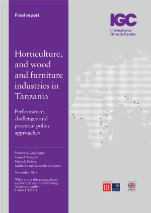 Horticulture, and Wood and Furniture Industries in Tanzania