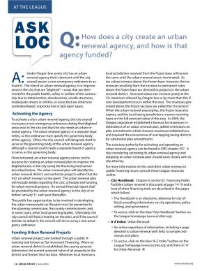 How Does a City Create an Urban Renewal