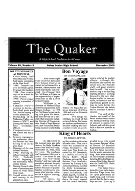 The Quaker a High School Tr,1Ditio11 for 88 Years