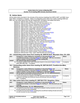 N3353-AI Action Items from M51 Page 1 of 8 2007-10-10 Hangzhou, China; 2007-09-17/21