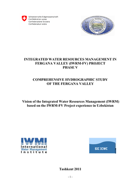 Integrated Water Resources Management in Fergana Valley (Iwrm-Fv) Project Phase V Comprehensive Hydrographic Study of the Ferga