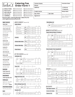 Catering Fax Order Form 1