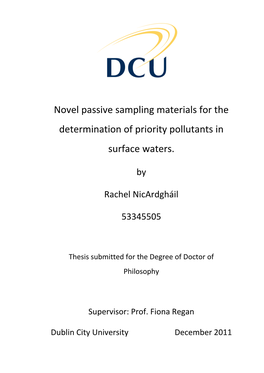 Novel Passive Sampling Materials for the Determination of Priority Pollutants in Surface Waters