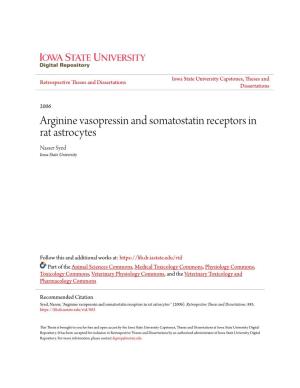 Arginine Vasopressin and Somatostatin Receptors in Rat Astrocytes Nasser Syed Iowa State University