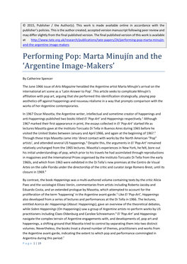 Marta Minujín and the ‘Argentine Image-Makers’