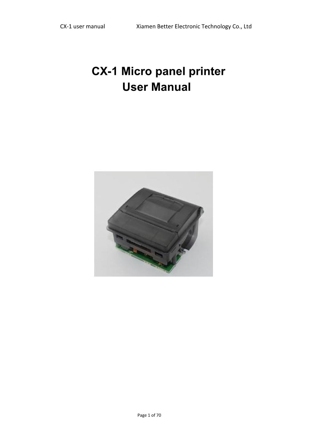 CX-1 Micro Panel Printer User Manual