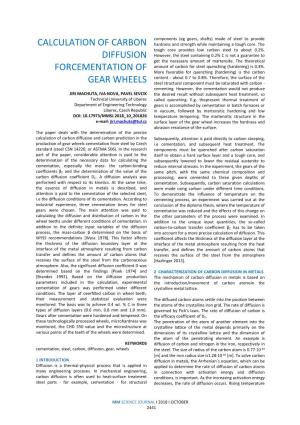 Calculation of Carbon Diffusion Forcementation of Gear Wheels