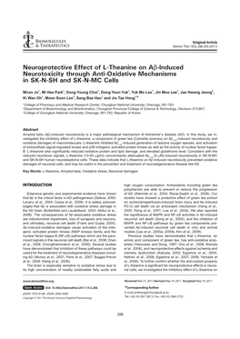 Neuroprotective Effect of L-Theanine on Aβ-Induced Neurotoxicity Through Anti-Oxidative Mechanisms in SK-N-SH and SK-N-MC Cells