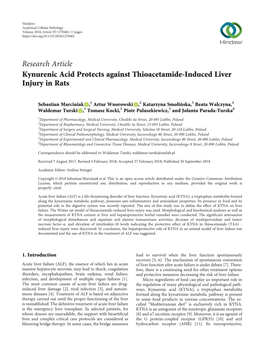 Research Article Kynurenic Acid Protects Against Thioacetamide-Induced Liver Injury in Rats