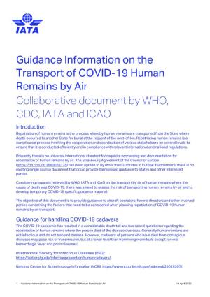 Guidance Information on the Transport of COVID-19 Human Remains By