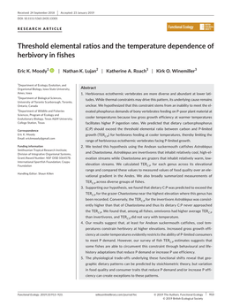 Threshold Elemental Ratios and the Temperature Dependence of Herbivory in Fishes