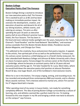 Boston College Executive Pastry Chef Tim Fonseca
