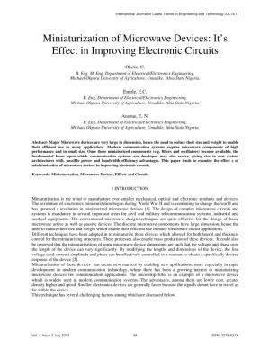 Miniaturization of Microwave Devices: It's Effect in Improving Electronic