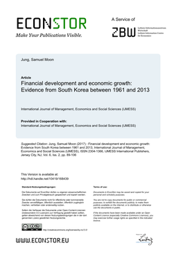 Financial Development and Economic Growth: Evidence from South Korea Between 1961 and 2013