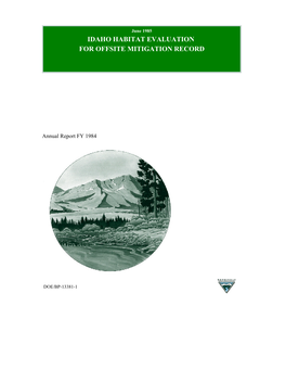 Idaho Habitat Evaluation for Offsite Mitigation Record This Is Invisible Text
