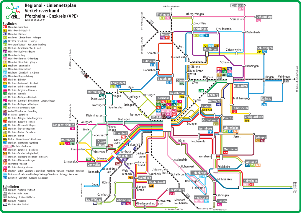 Liniennetzplan Verkehrsverbund Pforzheim