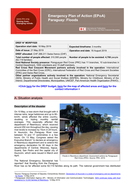 Emergency Plan of Action (Epoa) Paraguay: Floods