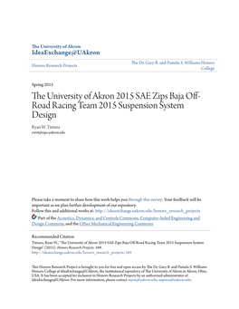 The University of Akron 2015 SAE Zips Baja Off-Road Racing Team 2015 Suspension System Design