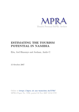 Estimating the Tourism Potential in Namibia