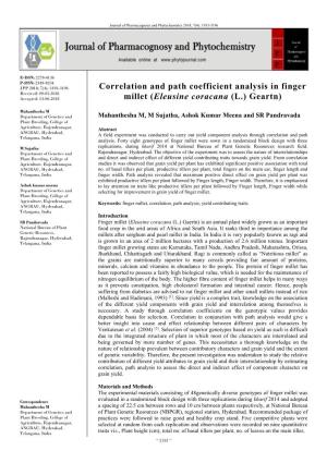 Correlation and Path Coefficient Analysis in Finger Millet (Eleusine