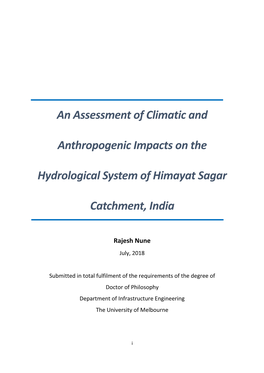 An Assessment of Climatic and Anthropogenic Impacts on the Hydrological System of Himayat Sagar Catchment, India