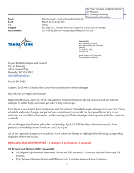 Translink Seasonal Transit Service Changes