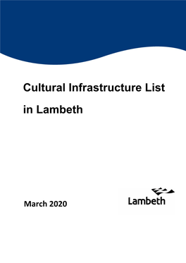 Cultural Infrastructure List in Lambeth 2020