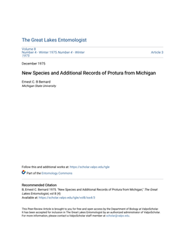 New Species and Additional Records of Protura from Michigan