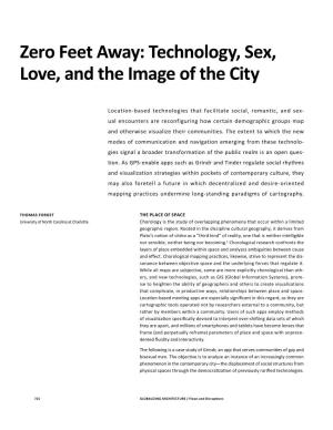 Zero Feet Away: Technology, Sex, Love, and the Image of the City