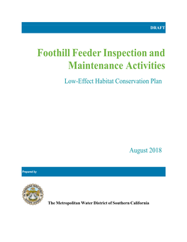Foothill Feeder Inspection and Maintenance Activities Low-Effect Habitat Conservation Plan