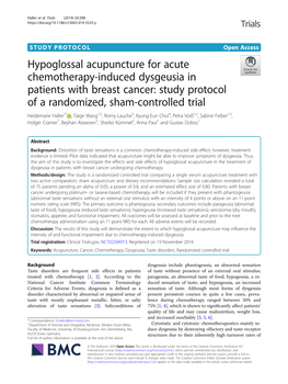 Hypoglossal Acupuncture for Acute Chemotherapy