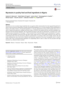 Mycotoxins in Poultry Feed and Feed Ingredients in Nigeria