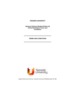 TEESSIDE UNIVERSITY Advance Scheme (Student Ipads and Online