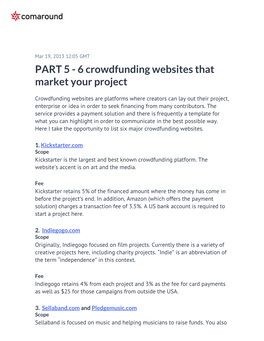 6 Crowdfunding Websites That Market Your Project