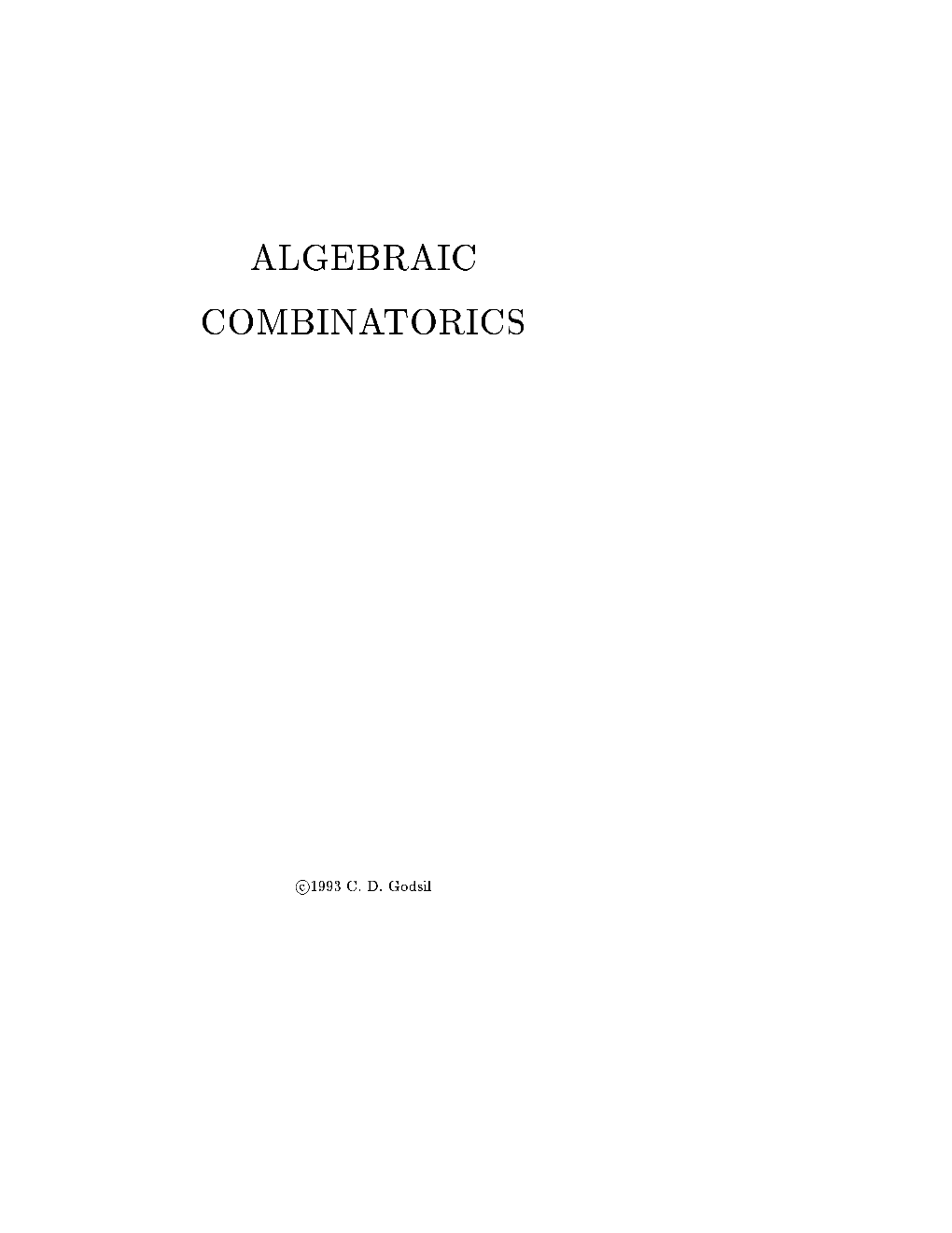 Algebraic Combinatorics