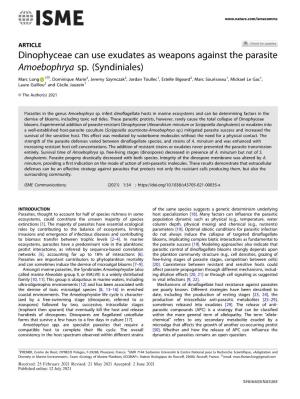 Dinophyceae Can Use Exudates As Weapons Against the Parasite Amoebophrya Sp